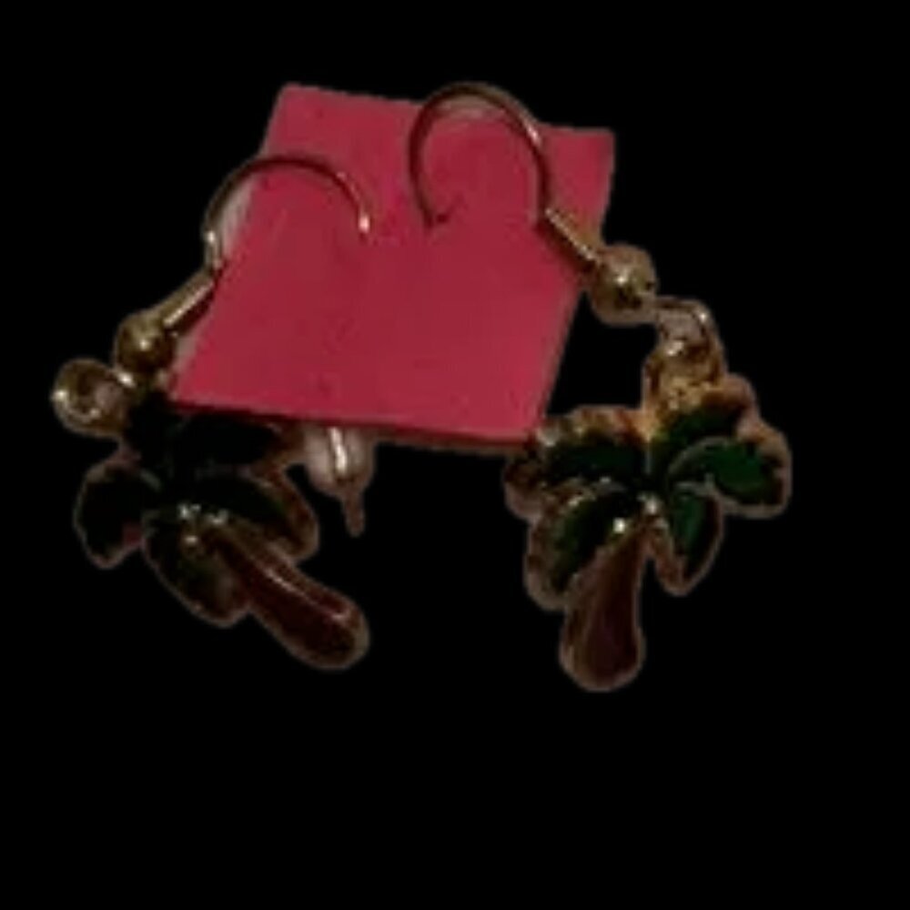 Handmade Gold and Green Palm Earrings